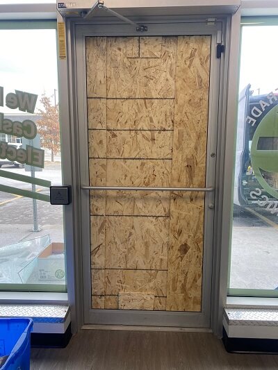 Board-Up Broken Door
